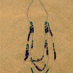 Multi-Strand Blue & Teal Beaded Women's Necklace